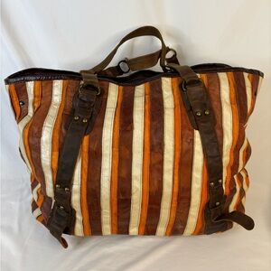 Anthropologies‎ “De.De” Patchwork Orange/Brown/white Leather Large Bag